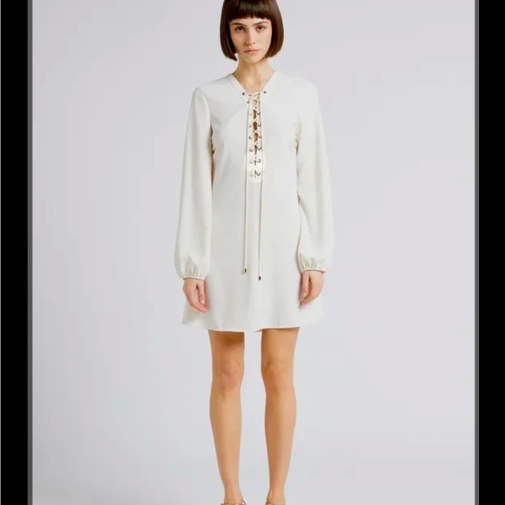 Pinko | White Affabile Long Ballon Sleeve Mini Dress Size 4